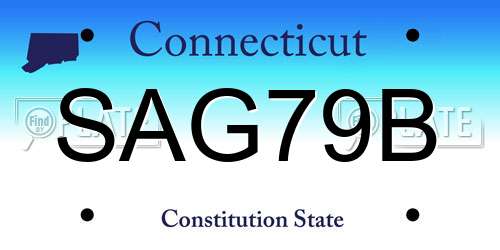 SAG79B Connecticut License Plate
