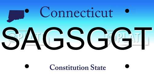 SAGSGGT Connecticut License Plate