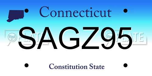 SAGZ95 Connecticut License Plate