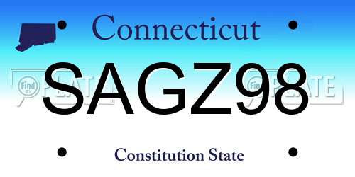 SAGZ98 Connecticut License Plate