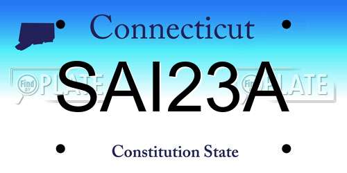 SAI23A Connecticut License Plate