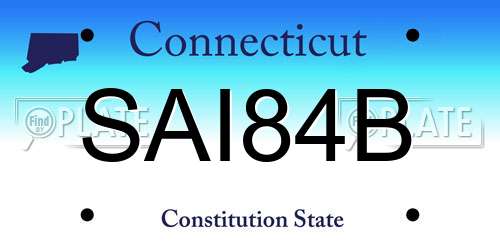 SAI84B Connecticut License Plate