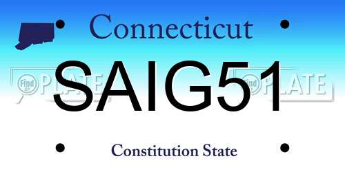 SAIG51 Connecticut License Plate