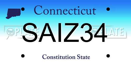 SAIZ34 Connecticut License Plate