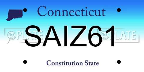 SAIZ61 Connecticut License Plate