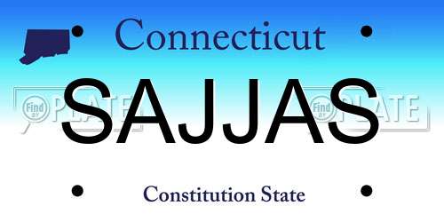 SAJJAS Connecticut License Plate