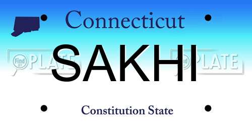 SAKHI Connecticut License Plate