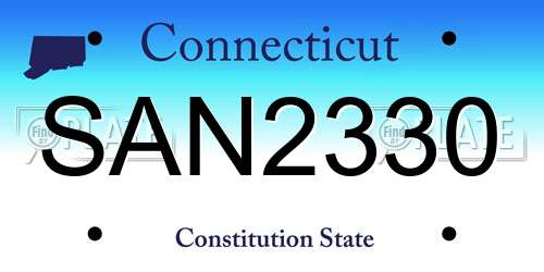 SAN2330 Connecticut License Plate