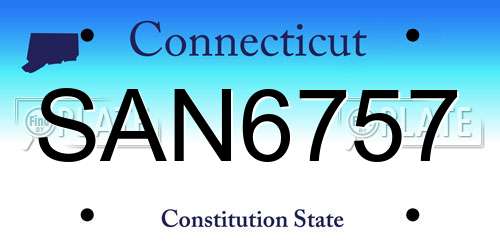 SAN6757 Connecticut License Plate