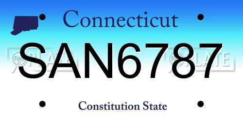 SAN6787 Connecticut License Plate