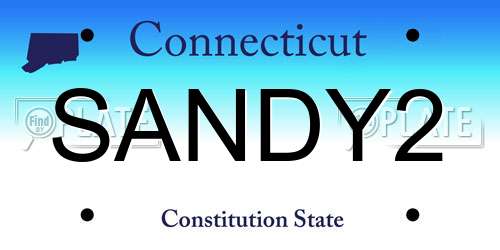 SANDY2 Connecticut License Plate