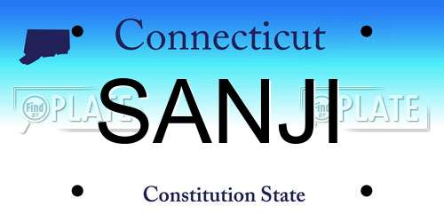 SANJI Connecticut License Plate