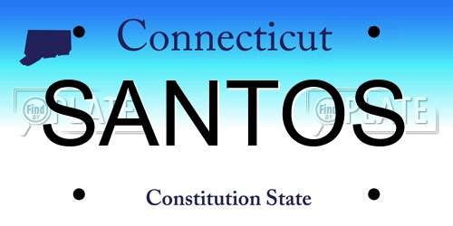 SANTOS Connecticut License Plate