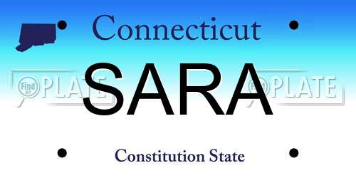 SARA Connecticut License Plate