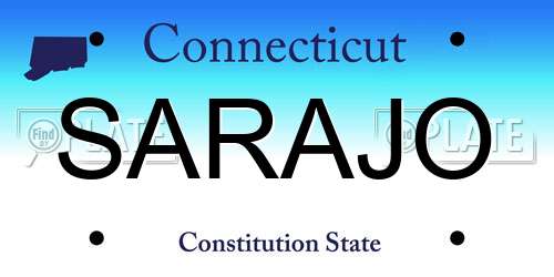 SARAJO Connecticut License Plate