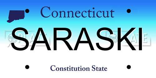 SARASKI Connecticut License Plate