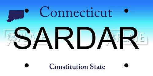 SARDAR Connecticut License Plate