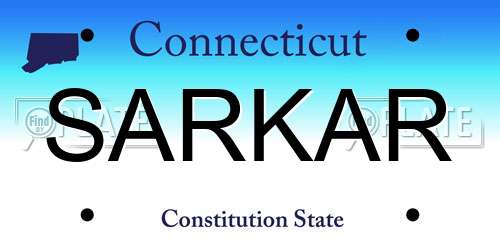SARKAR Connecticut License Plate
