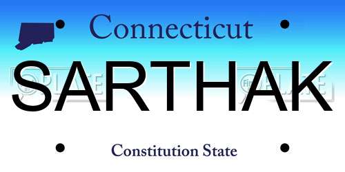 SARTHAK Connecticut License Plate
