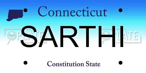 SARTHI Connecticut License Plate