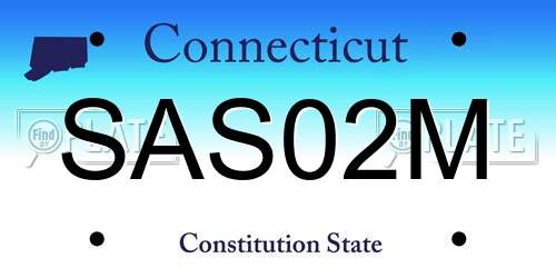 SAS02M Connecticut License Plate