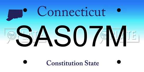 SAS07M Connecticut License Plate