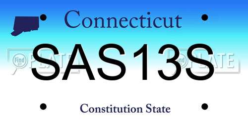 SAS13S Connecticut License Plate