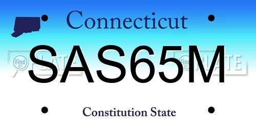 SAS65M Connecticut License Plate