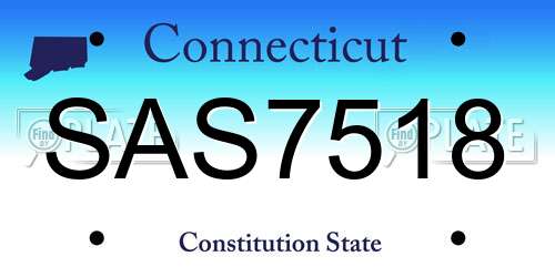 SAS7518 Connecticut License Plate