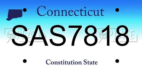 SAS7818 Connecticut License Plate