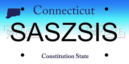 SASZSIS Connecticut License Plate