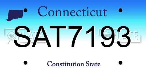 SAT7193 Connecticut License Plate