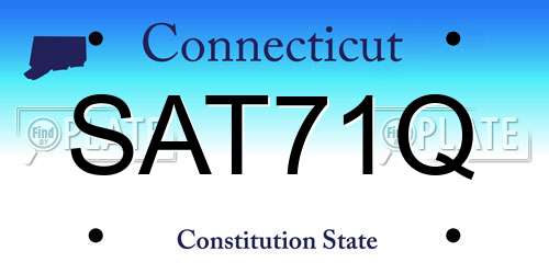 SAT71Q Connecticut License Plate