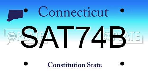 SAT74B Connecticut License Plate