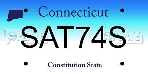 SAT74S Connecticut License Plate