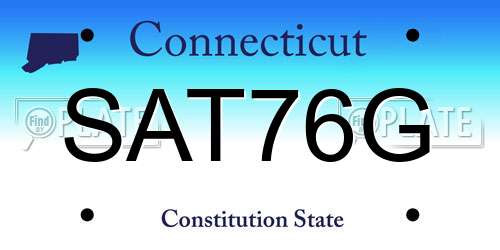 SAT76G Connecticut License Plate