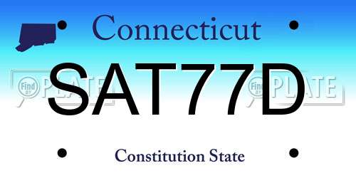 SAT77D Connecticut License Plate