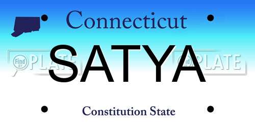 SATYA Connecticut License Plate
