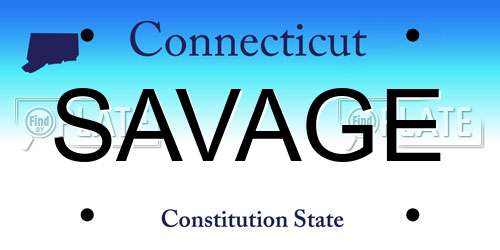 SAVAGE Connecticut License Plate