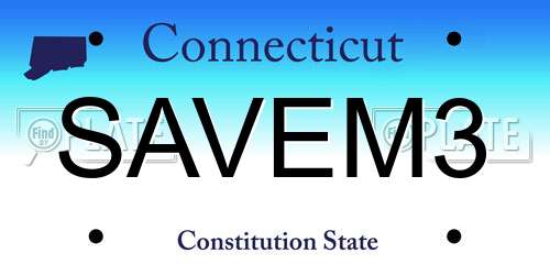SAVEM3 Connecticut License Plate