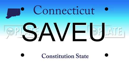 SAVEU Connecticut License Plate