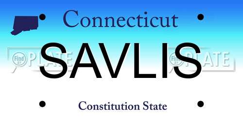 SAVLIS Connecticut License Plate