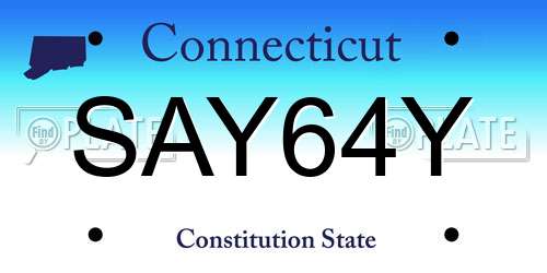 SAY64Y Connecticut License Plate