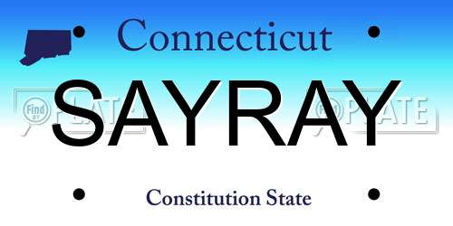 SAYRAY Connecticut License Plate