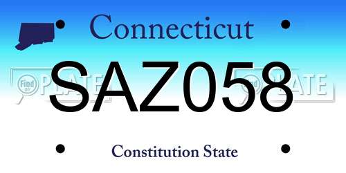 SAZ058 Connecticut License Plate