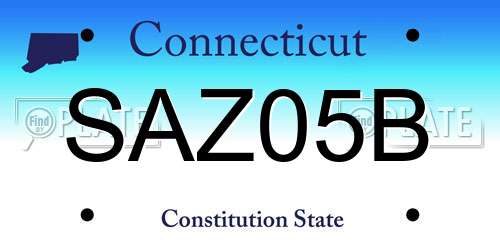 SAZ05B Connecticut License Plate