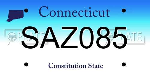 SAZ085 Connecticut License Plate
