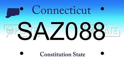 SAZ088 Connecticut License Plate