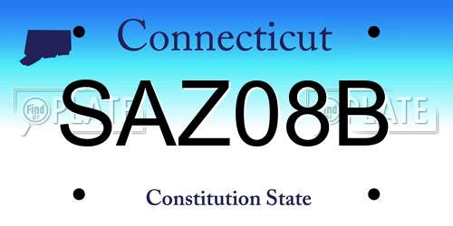 SAZ08B Connecticut License Plate