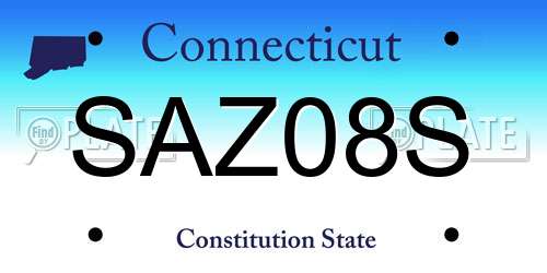 SAZ08S Connecticut License Plate